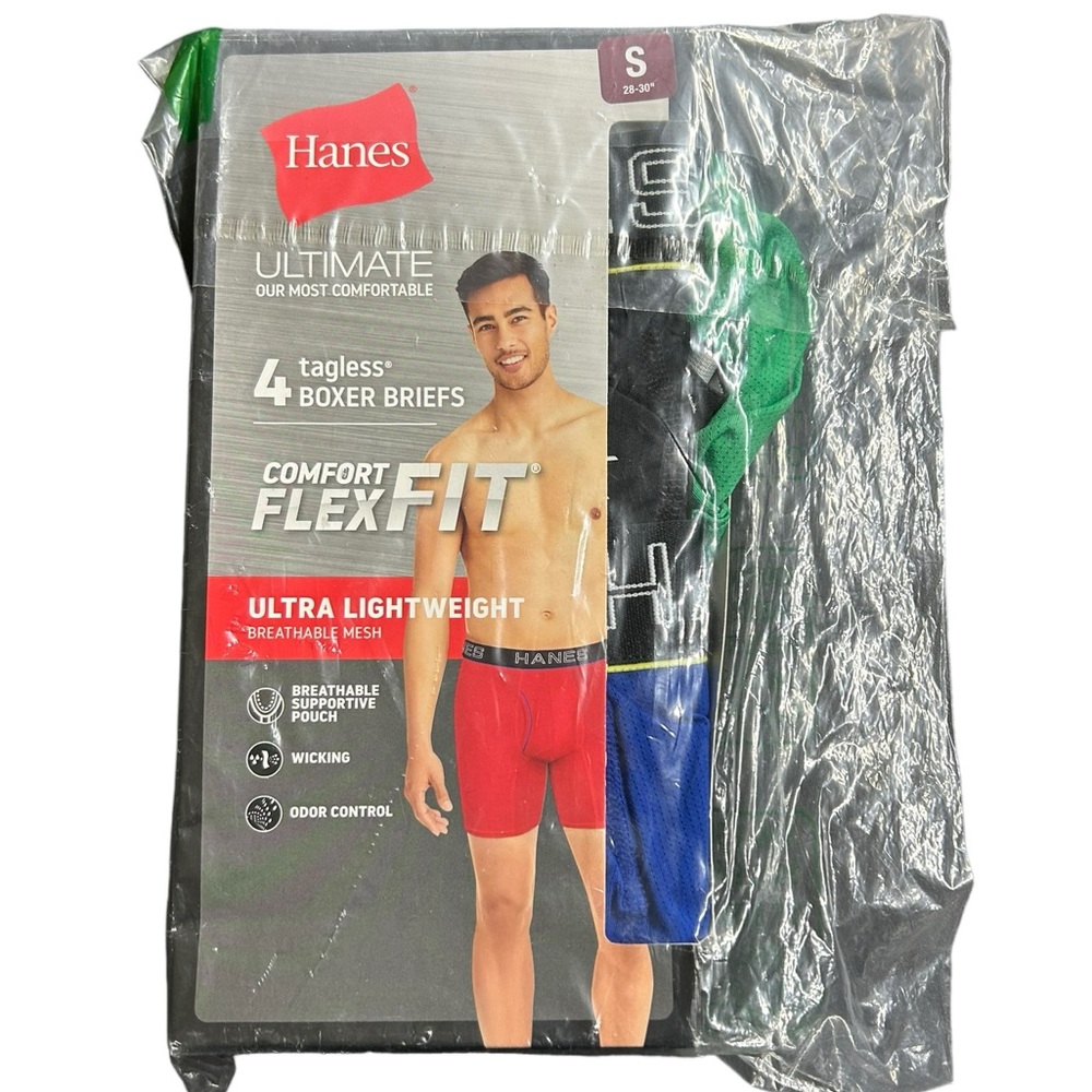 HANES mens comfort flex fit tagless boxer briefs ulta lightweight size small NIP